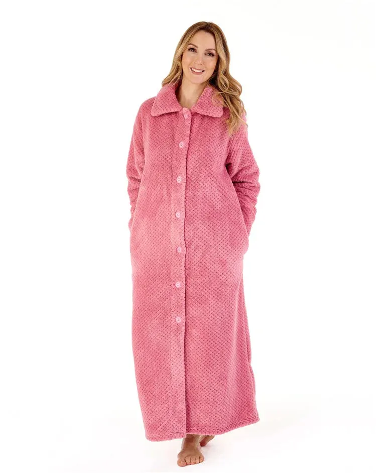 Slenderella Luxury Waffle Fleece Full Button Front Dressing Gown 52"