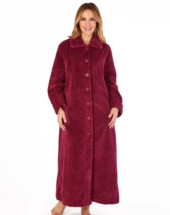 Slenderella Luxury Waffle Fleece Full Button Front Dressing Gown 52"