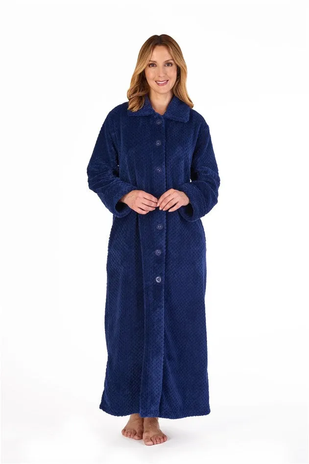 Slenderella Luxury Waffle Fleece Full Button Front Dressing Gown 52"