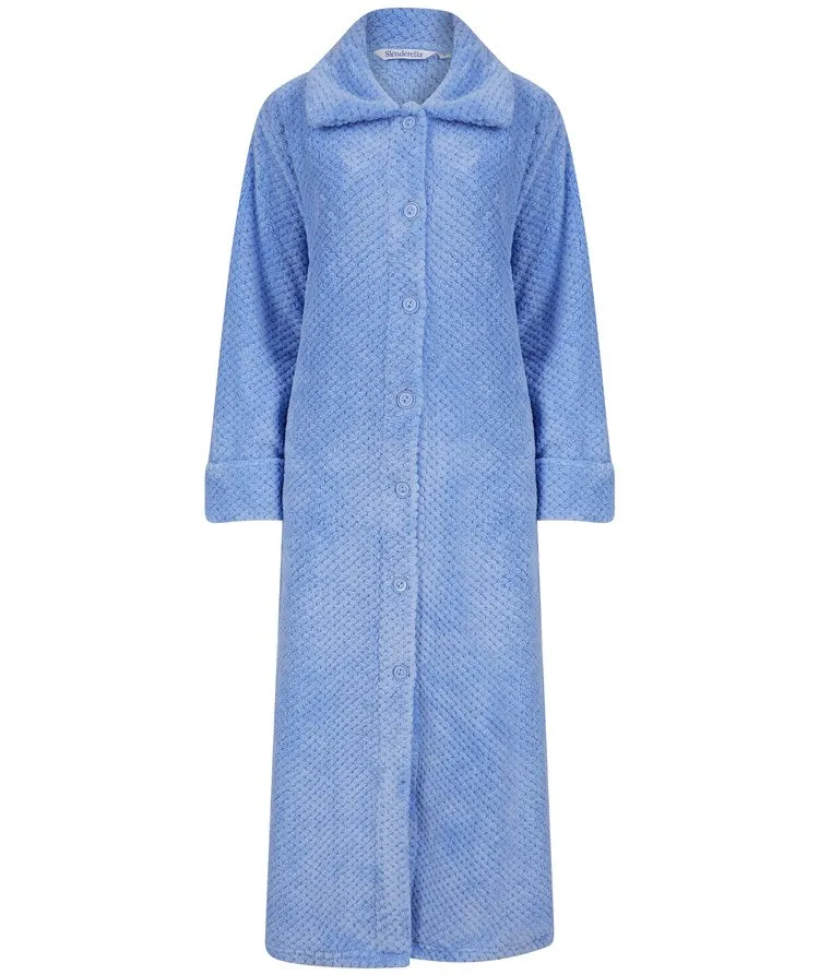 Slenderella Luxury Waffle Fleece Full Button Front Dressing Gown 52"