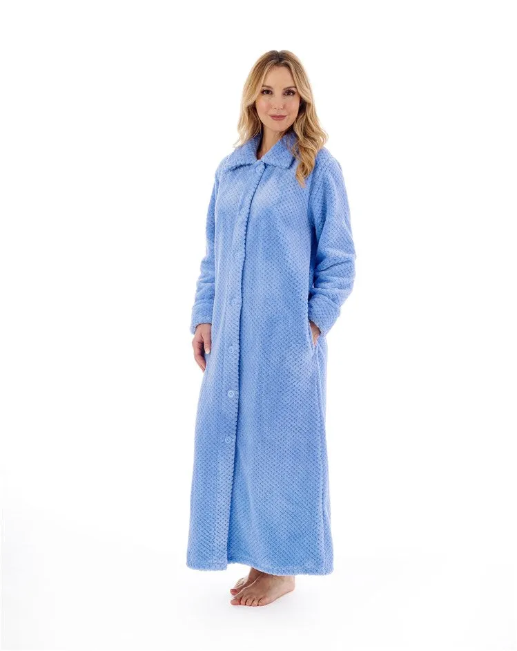 Slenderella Luxury Waffle Fleece Full Button Front Dressing Gown 52"