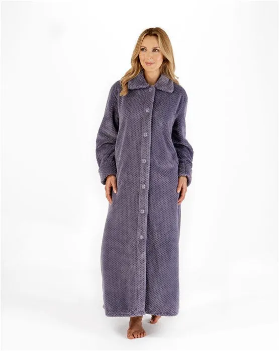 Slenderella Luxury Waffle Fleece Full Button Front Dressing Gown 52"