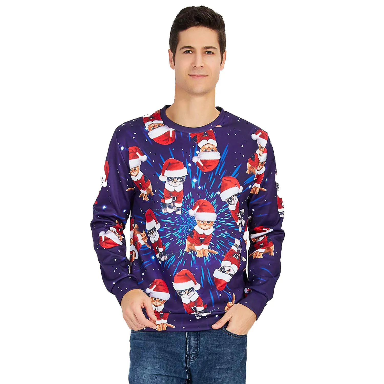 Space Cat Ugly Christmas Sweater