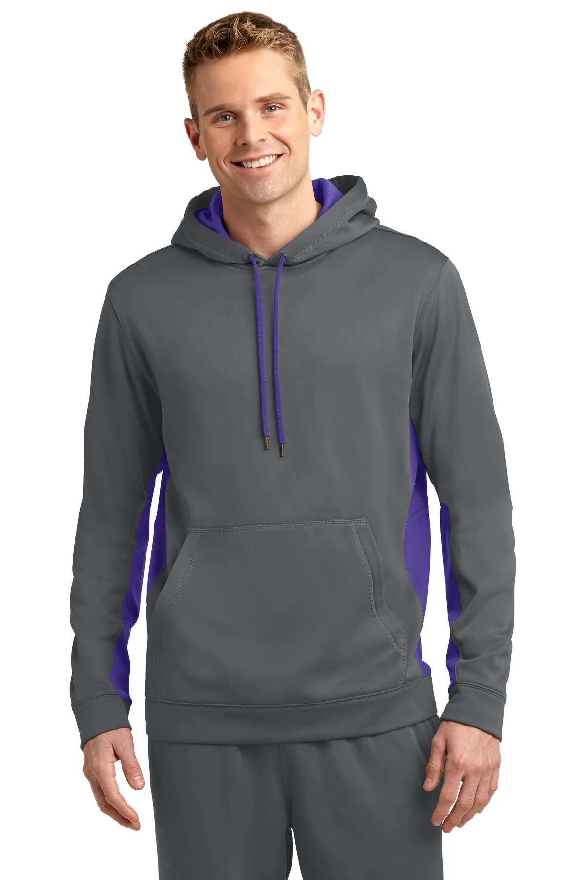 Sport-Tek® Sport-Wick® Fleece Colorblock Hooded Pullover. ST235