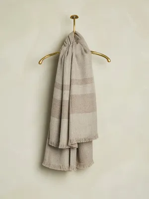 Striped Baby Alpaca Scarf - Taupe