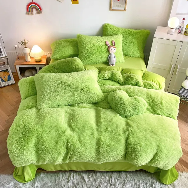 Super Shaggy Coral Fleece Warm Cozy Bedding Cover Set