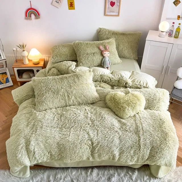 Super Shaggy Coral Fleece Warm Cozy Bedding Cover Set