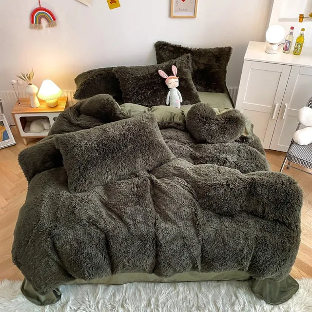 Super Shaggy Coral Fleece Warm Cozy Bedding Cover Set