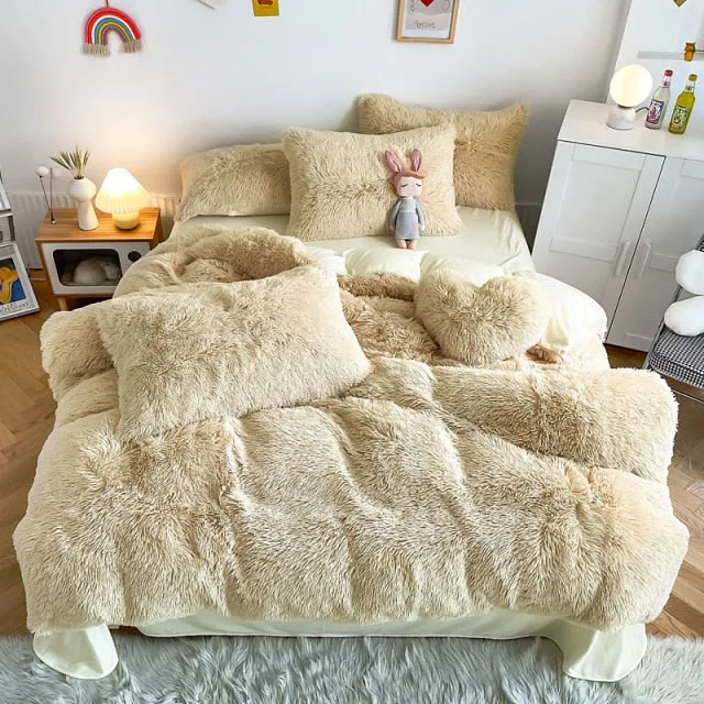 Super Shaggy Coral Fleece Warm Cozy Bedding Cover Set