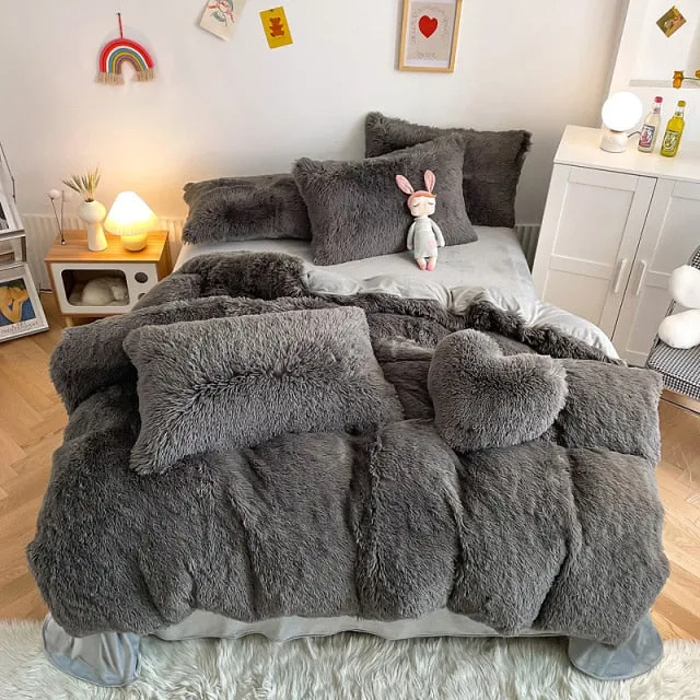 Super Shaggy Coral Fleece Warm Cozy Bedding Cover Set