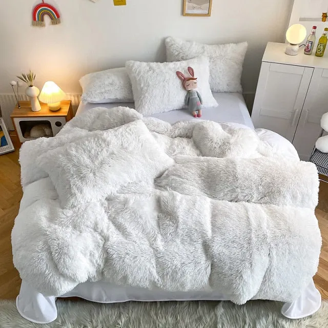 Super Shaggy Coral Fleece Warm Cozy Bedding Cover Set