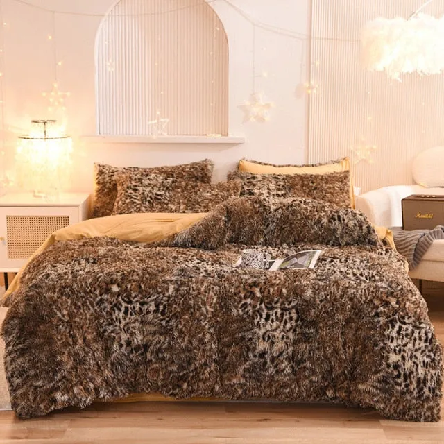 Super Shaggy Coral Fleece Warm Cozy Bedding Cover Set