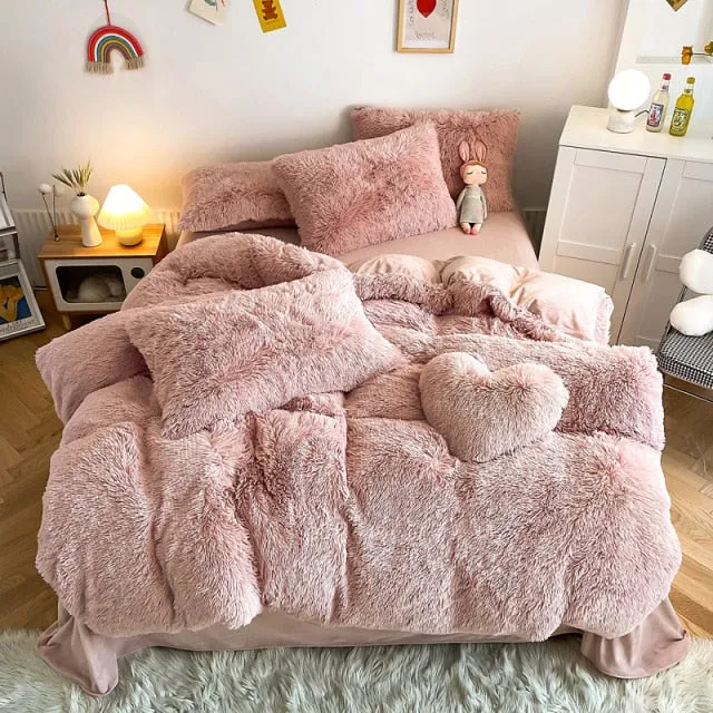 Super Shaggy Coral Fleece Warm Cozy Bedding Cover Set