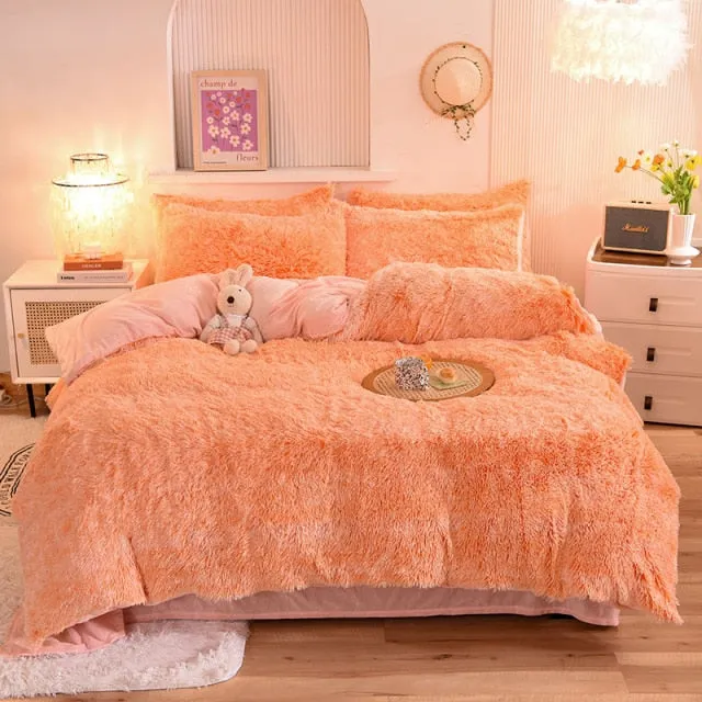 Super Shaggy Coral Fleece Warm Cozy Bedding Cover Set