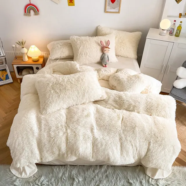 Super Shaggy Coral Fleece Warm Cozy Bedding Cover Set