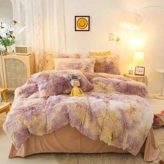 Super Shaggy Coral Fleece Warm Cozy Bedding Cover Set