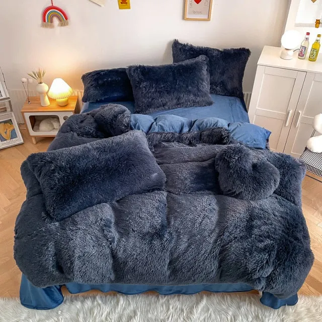 Super Shaggy Coral Fleece Warm Cozy Bedding Cover Set