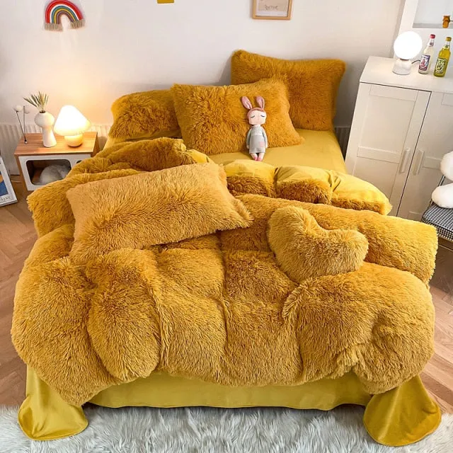 Super Shaggy Coral Fleece Warm Cozy Bedding Cover Set