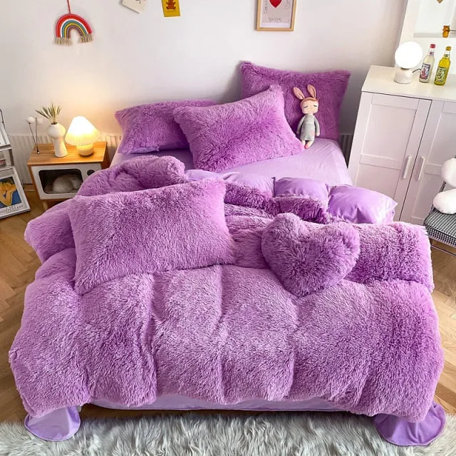 Super Shaggy Coral Fleece Warm Cozy Bedding Cover Set