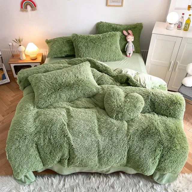 Super Shaggy Coral Fleece Warm Cozy Bedding Cover Set