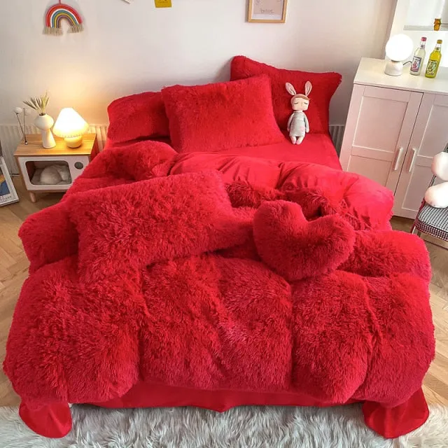 Super Shaggy Coral Fleece Warm Cozy Bedding Cover Set