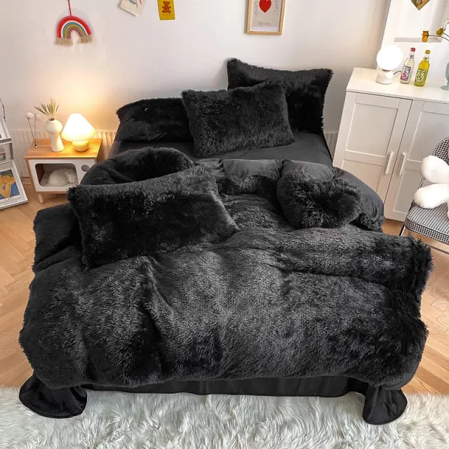 Super Shaggy Coral Fleece Warm Cozy Bedding Cover Set