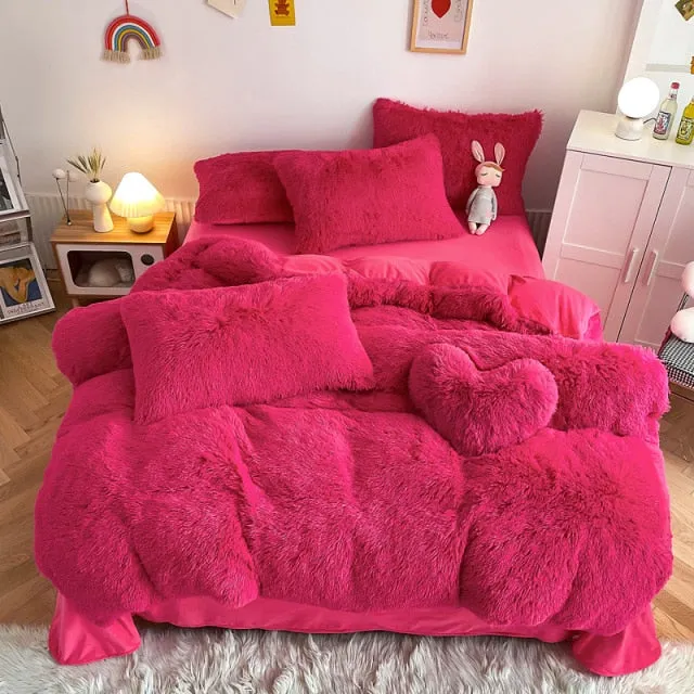 Super Shaggy Coral Fleece Warm Cozy Bedding Cover Set