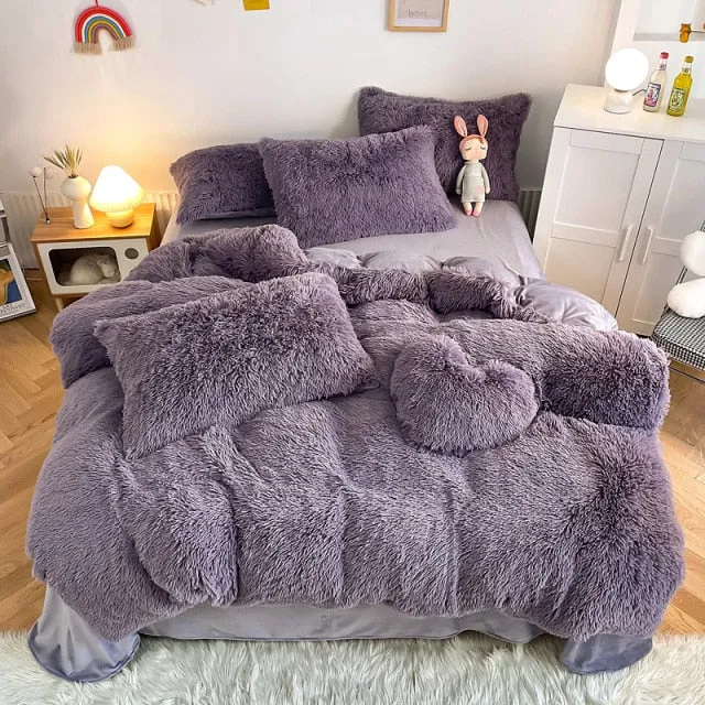 Super Shaggy Coral Fleece Warm Cozy Bedding Cover Set