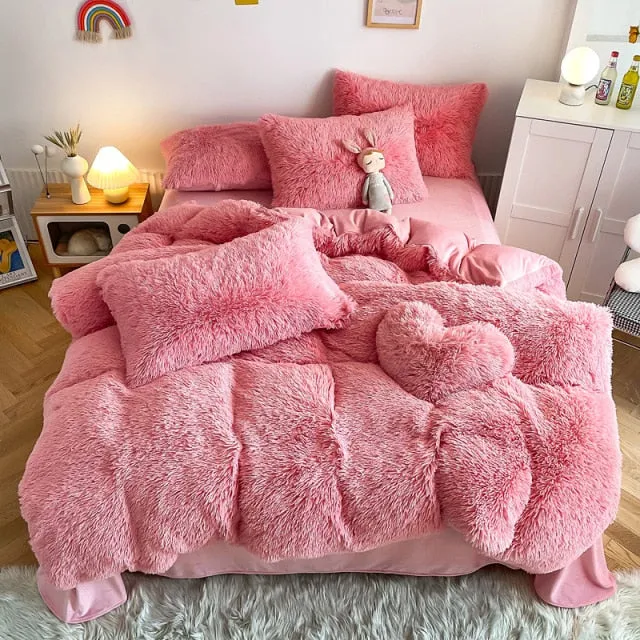 Super Shaggy Coral Fleece Warm Cozy Bedding Cover Set