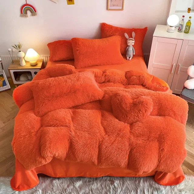 Super Shaggy Coral Fleece Warm Cozy Bedding Cover Set