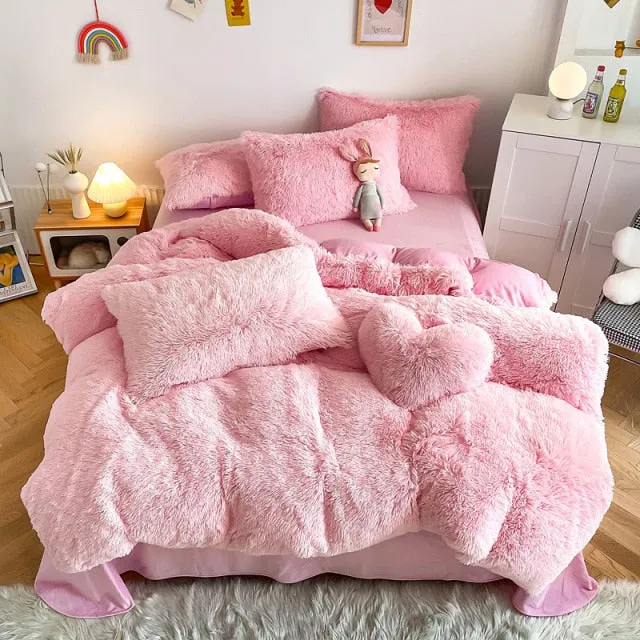 Super Shaggy Coral Fleece Warm Cozy Bedding Cover Set