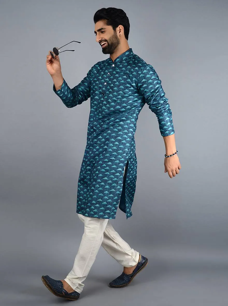 Teal Blue  & Green Kurta Set | TULA