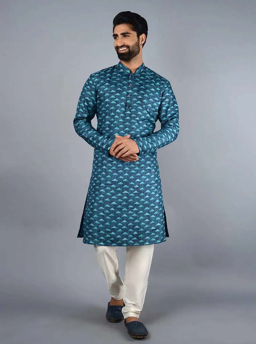 Teal Blue  & Green Kurta Set | TULA