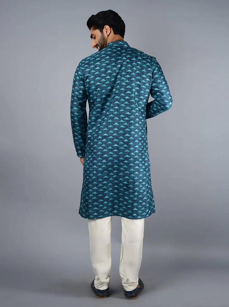 Teal Blue  & Green Kurta Set | TULA