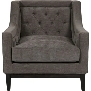 Theodore Buttoned Armchair in Warm Grey Fabric