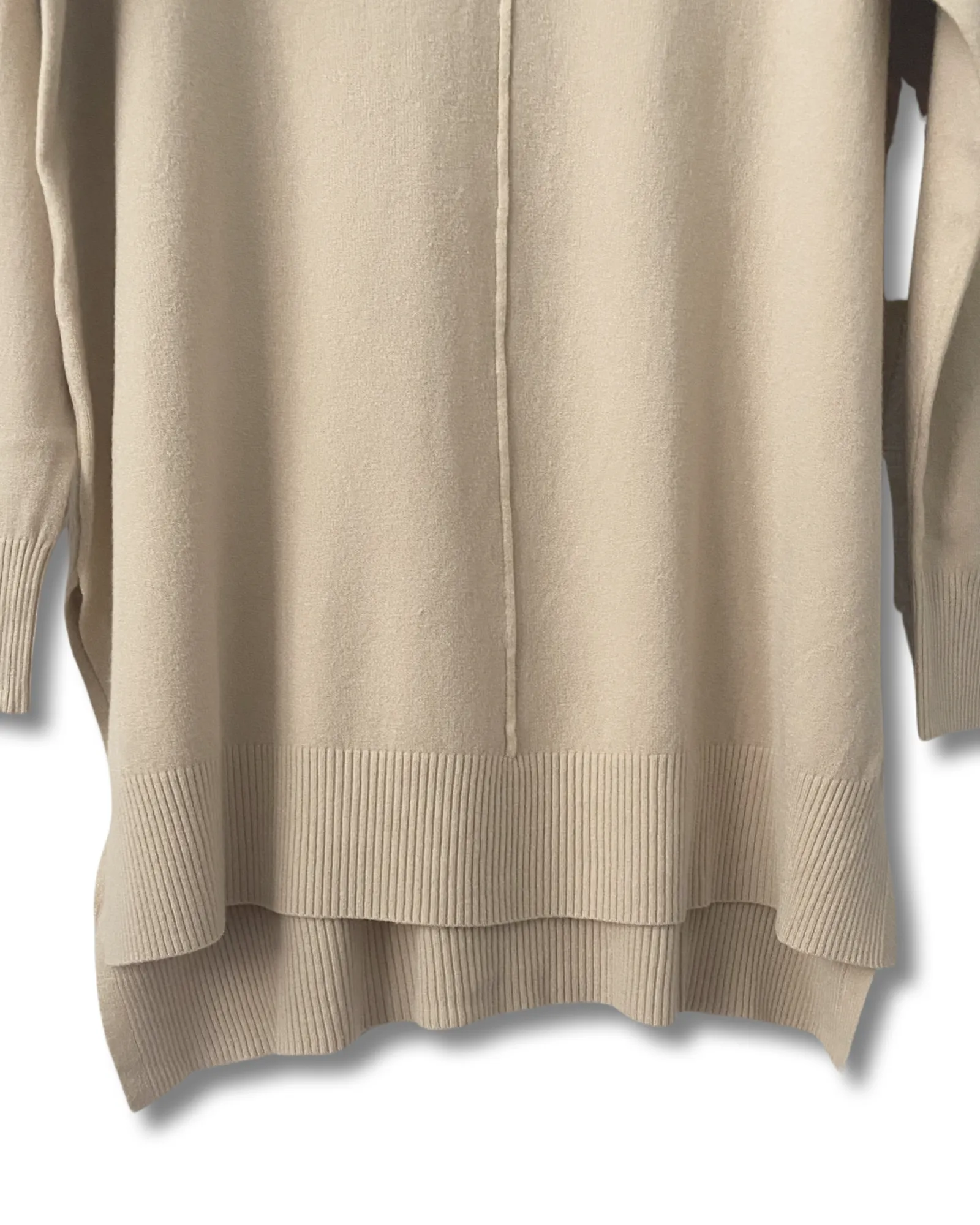 V-Neck Center Seam Viscose Sweater in Sand