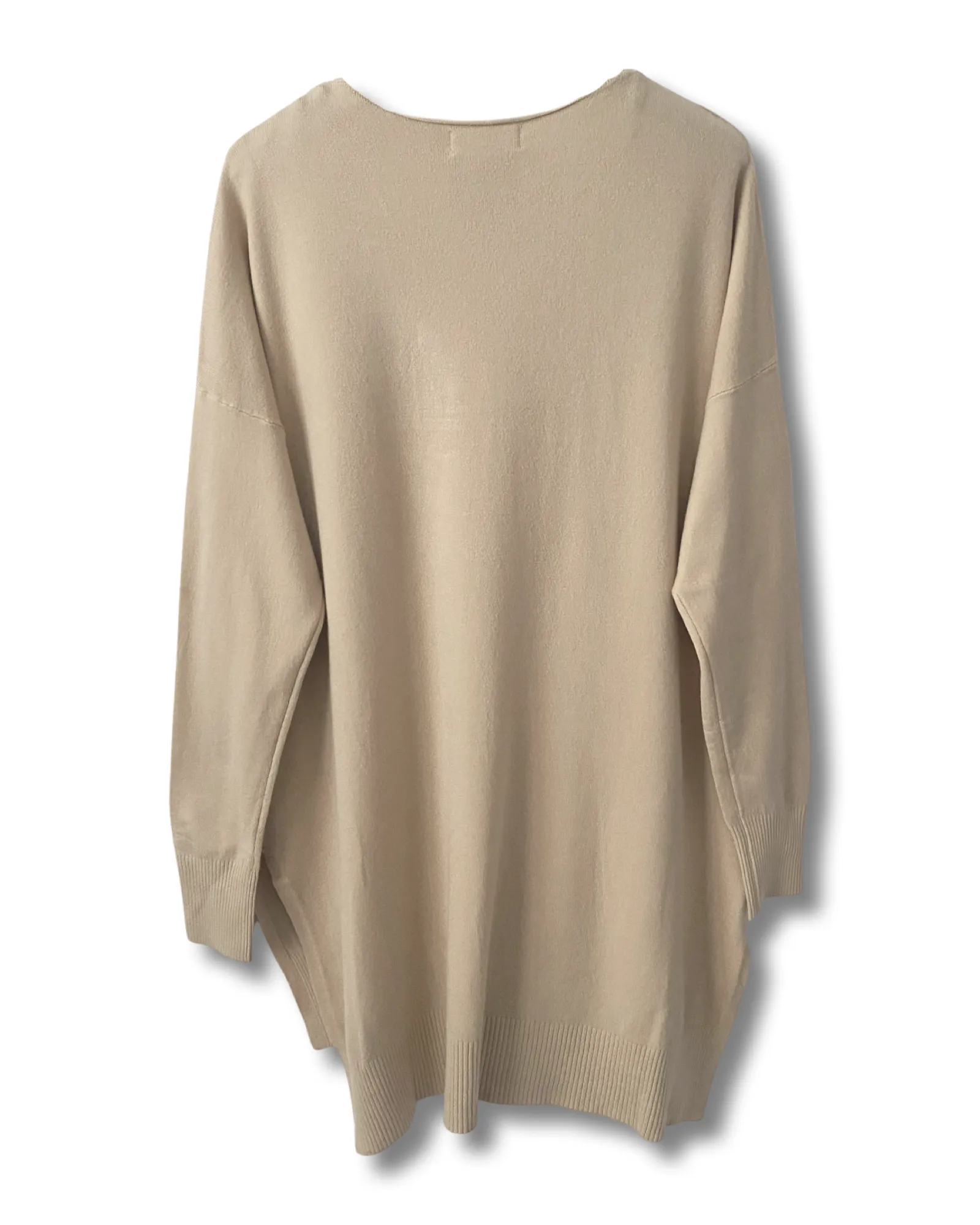 V-Neck Center Seam Viscose Sweater in Sand