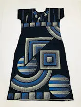 Warm Dark Blue Colored Geometric Design Nighty