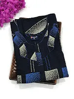 Warm Dark Blue Colored Geometric Design Nighty