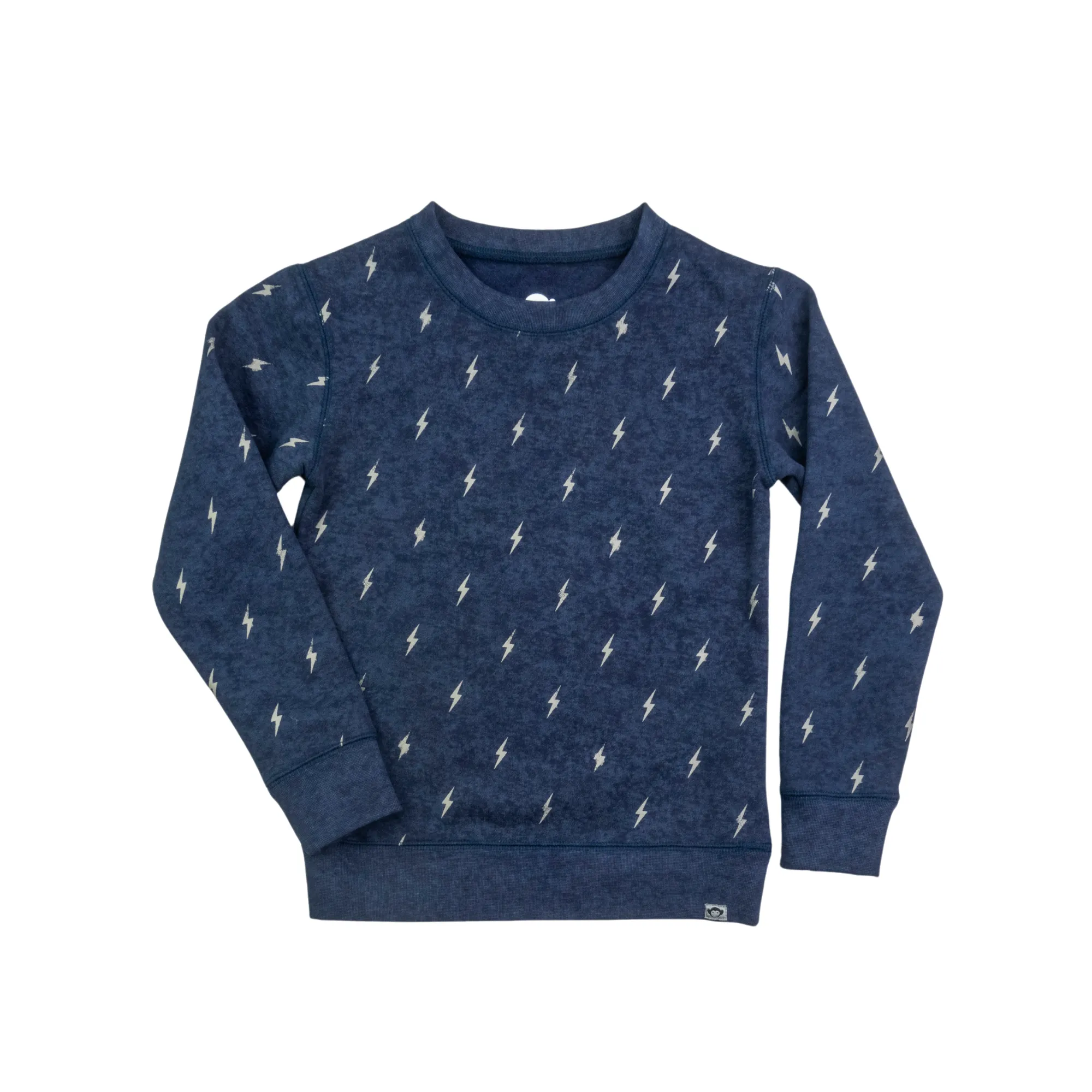 Washed Navy Mini Lightning Bolts Crewneck