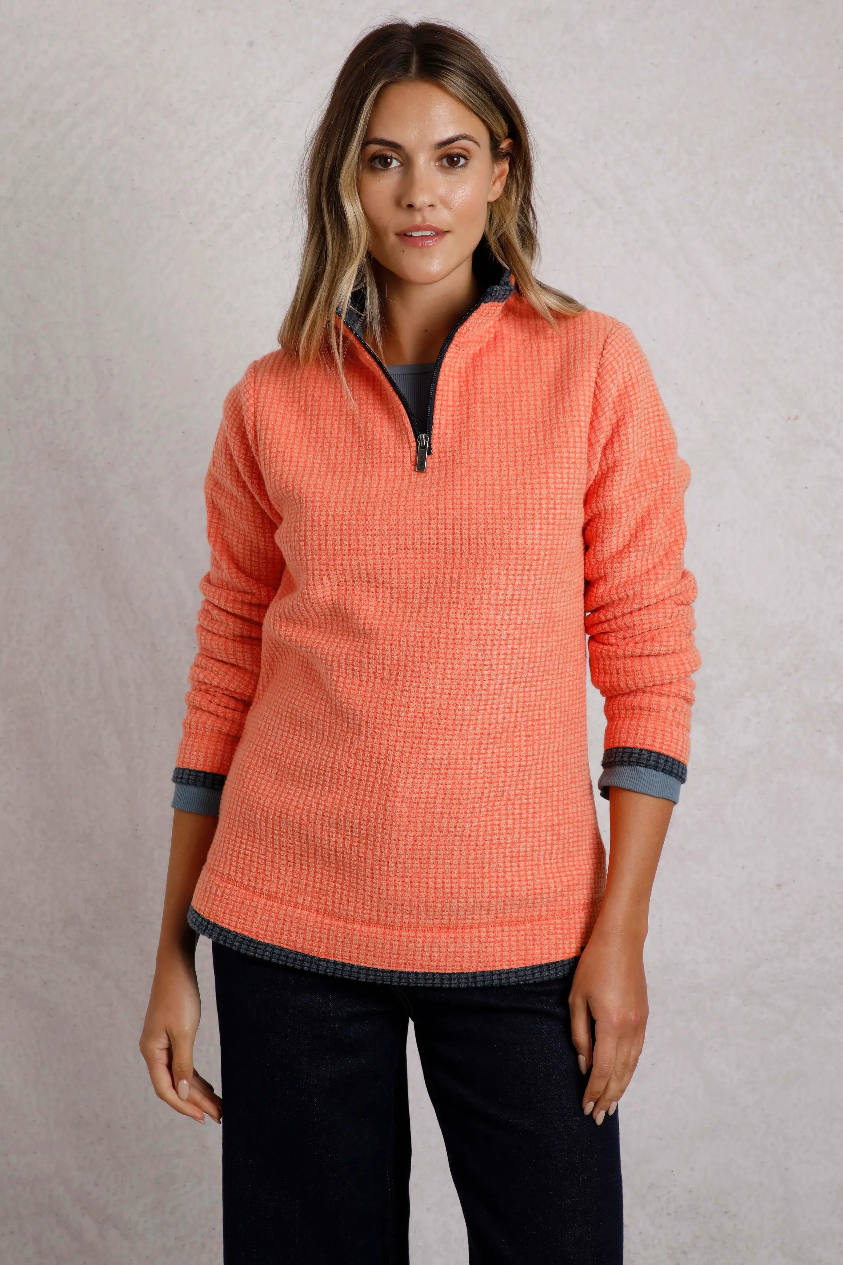 Weird Fish 16 Pumpkin Beye Eco 1/4 Zip Grid Fleece