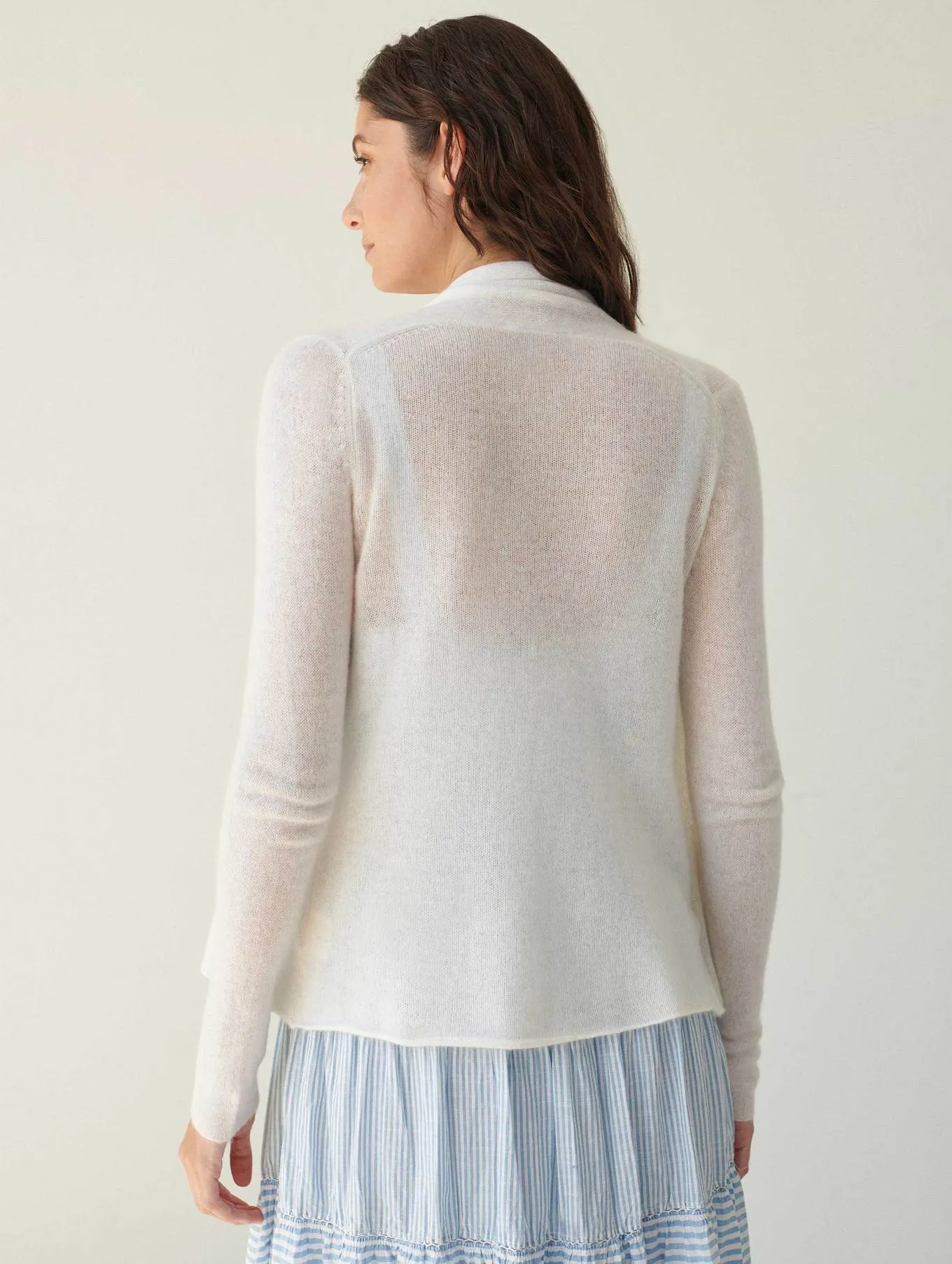 White   Warren - Cashmere Mini Trapeze Cardigan in Soft White