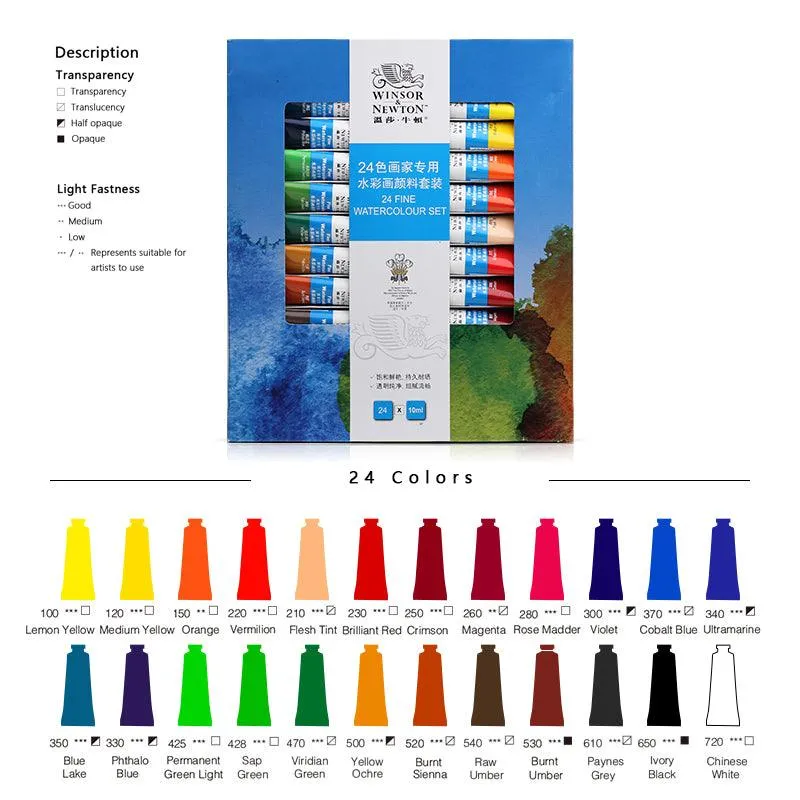 Winsor & Newton Fine Watercolor Paint Set- 0.34 oz (10 ml)