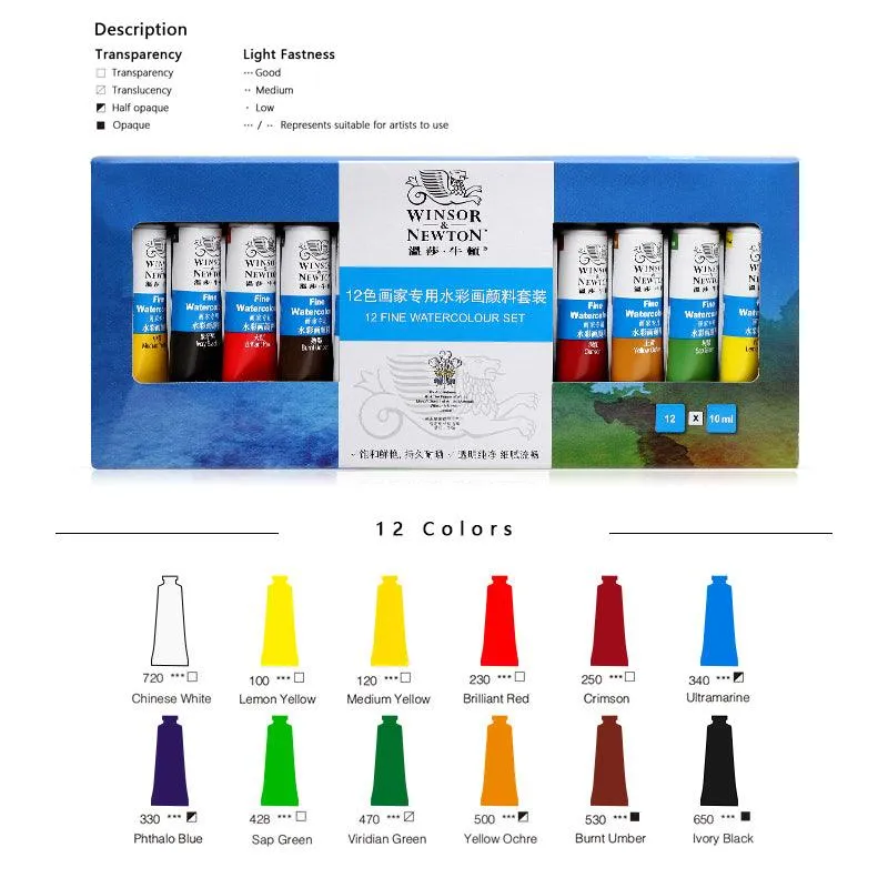 Winsor & Newton Fine Watercolor Paint Set- 0.34 oz (10 ml)