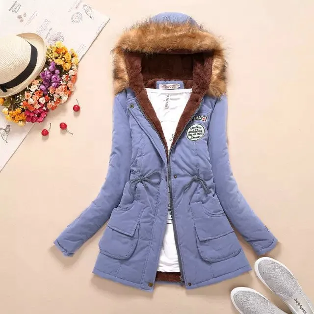 Winter Women Coat 2016 Parka Casual Outwear Military Hooded Coat Woman Clothes Fur Coats manteau femme Winter Jacket Women C001