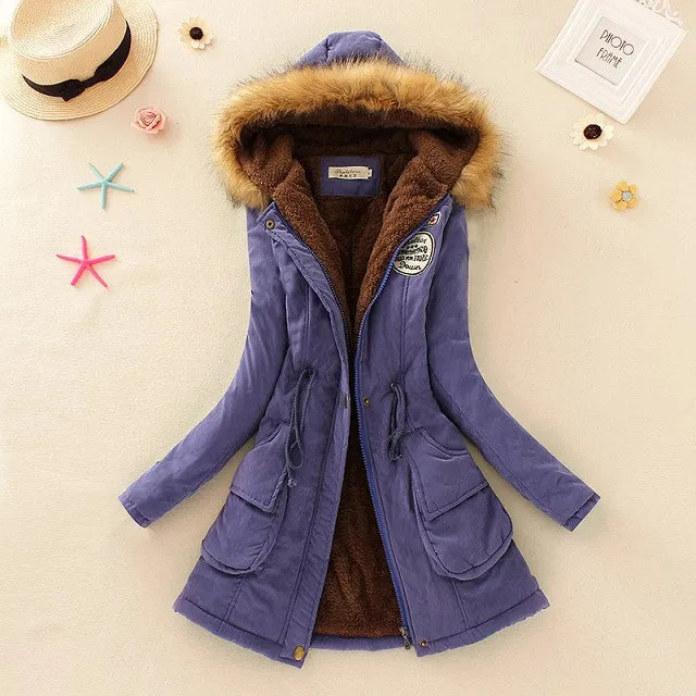 Winter Women Coat 2016 Parka Casual Outwear Military Hooded Coat Woman Clothes Fur Coats manteau femme Winter Jacket Women C001