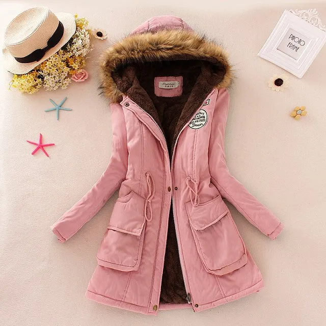 Winter Women Coat 2016 Parka Casual Outwear Military Hooded Coat Woman Clothes Fur Coats manteau femme Winter Jacket Women C001