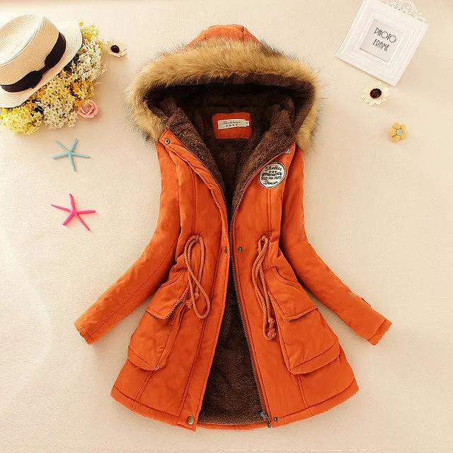 Winter Women Coat 2016 Parka Casual Outwear Military Hooded Coat Woman Clothes Fur Coats manteau femme Winter Jacket Women C001