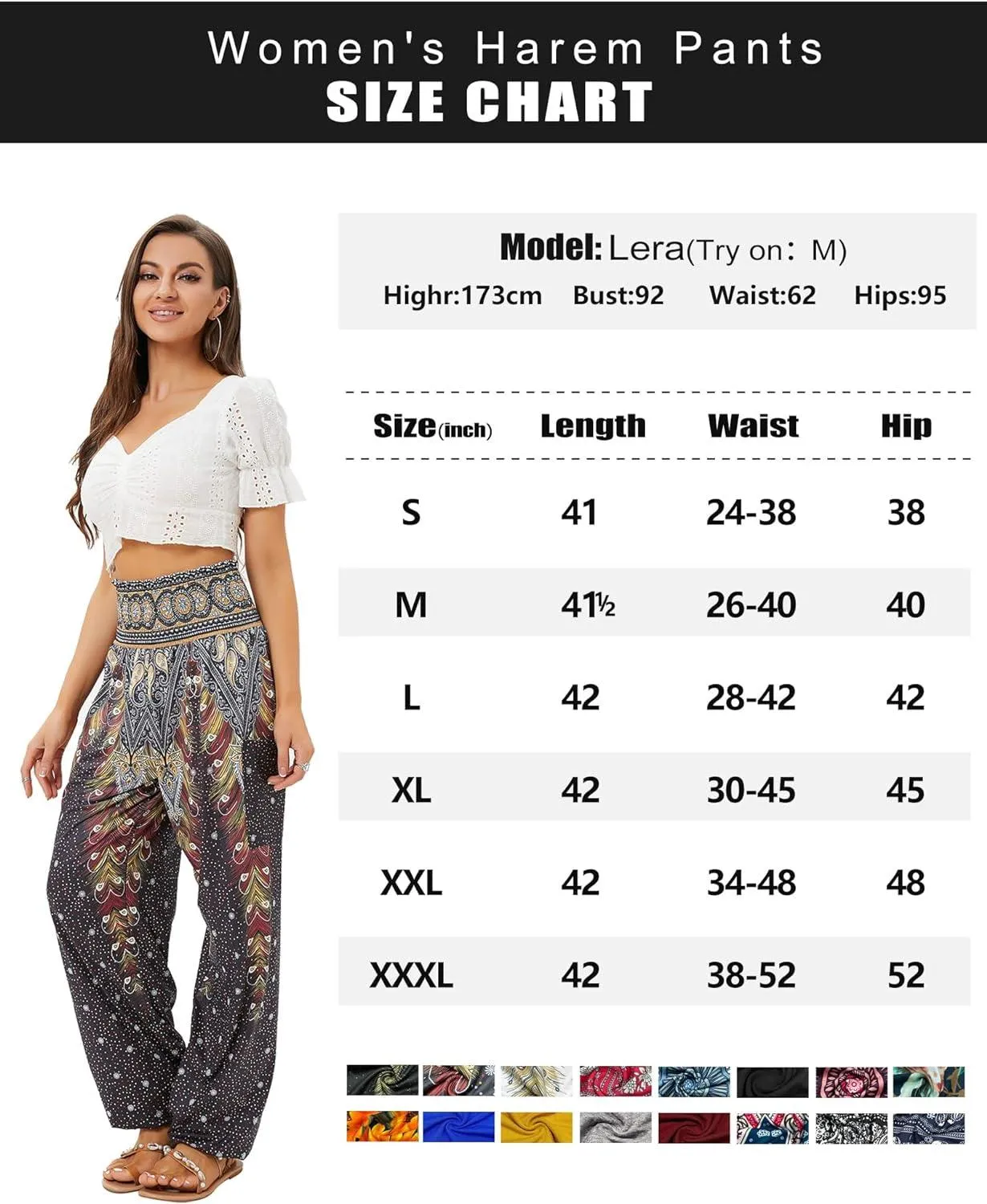 Women'S Harem Pants, High Waist Yoga Boho Trousers with Pockets