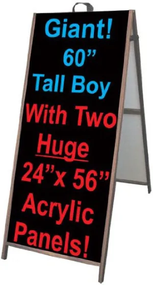 Wood A-Frame 24"x60" Double Sided Sidewalk Signs w/ Acrylic Panels